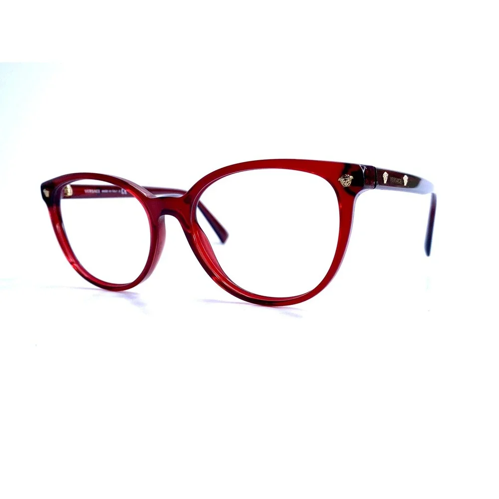 Versace Red Clear Oval Glasses Gold Medusa Logos MOD 3256 388 52 17 140